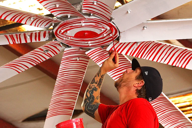 <!--schoultzpaint-->

At the last minute, Andrew decided he wanted to paint the Big Ass Fan!



