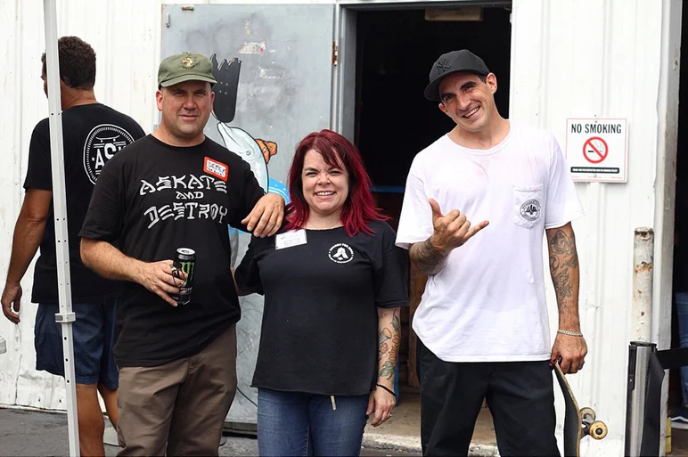 <!--askate2017-->

L to R: Derek from Boards for Bros New Jersey, Michelle from Boards for Bros Tampa and Alec from SPoT all pitched in to help out during the event.