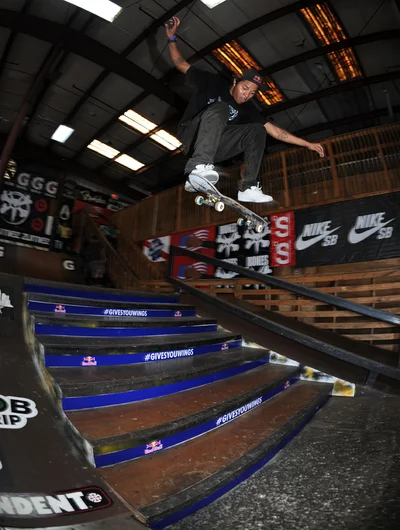 <!--tampapro2014d2-->

Speaking of Tampa Am winners, Felipe Gustavo took first place at the Am in 2007 and hasn't looked back. This is a switch frontside flip.