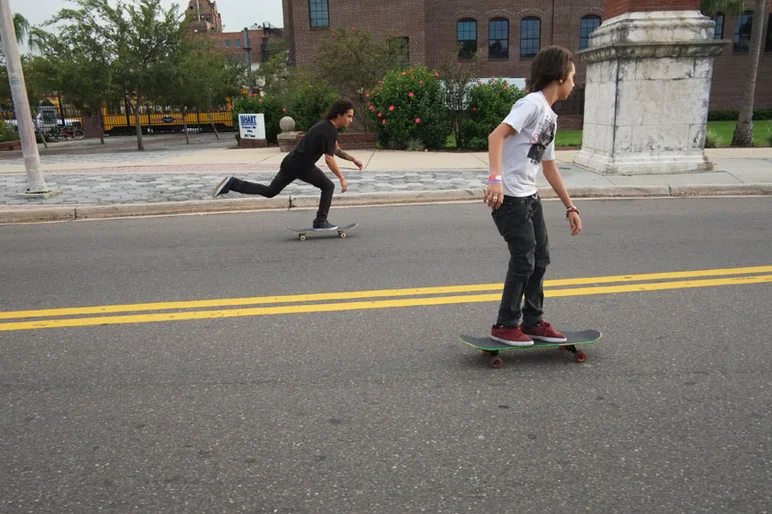 Manny and Alejandro on the push.<!-- Booze Cruise: September 2012 -->