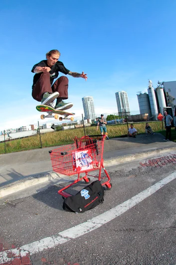 <!--ssc15-->

Eric McKenney, MC and leader of the trip FS Flipping over the shopping cart obstacle.