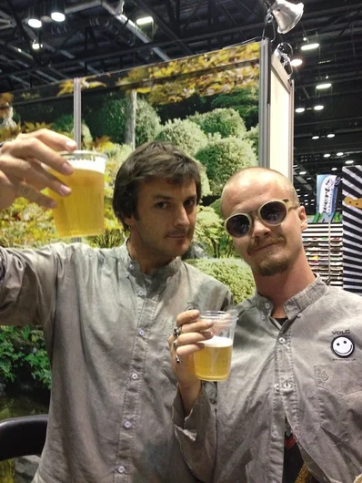 <!-- surfexpo2013 -->

Volcom's skateboarding team leaders - Steve and Jake Smith