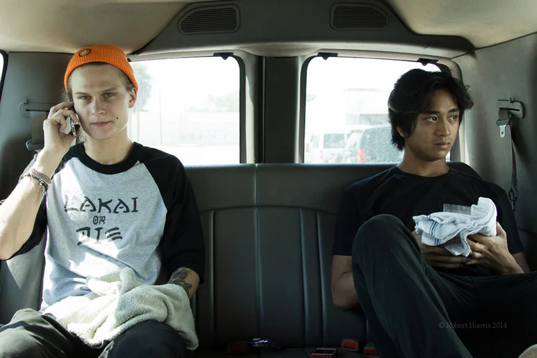 <!--sllakai14-->

Headed to Lakeland Skatepark.  Here's my view in the van: Eric McKinney and Uncle Sam.