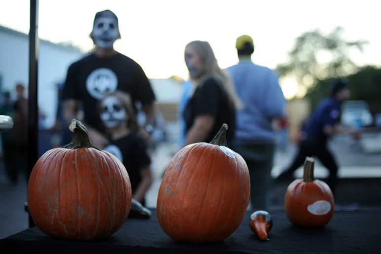 <!--hj2014-->

I caught this ghoulish family walking past some of the pumpkins in the courtyard. Thanks for supporting the park guys!



