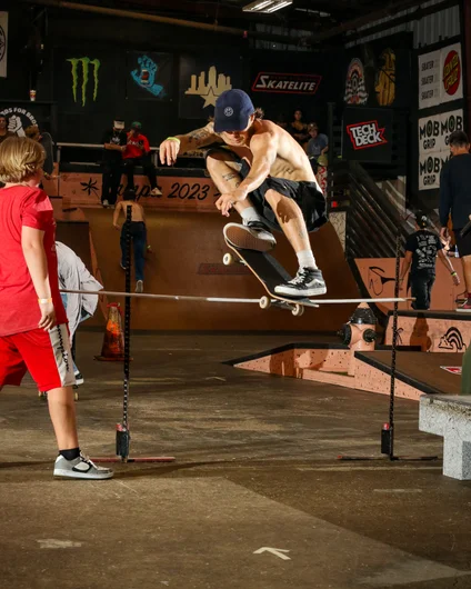 Westside's Mikey Premet should have won the High Ollie Contest for the amount of steeze placed on this one.

<!--goskateboardingday2023-->