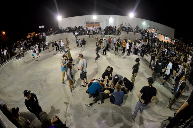 <!--AM15-SATNIGHT-->
We've seen a lot of slams here at SPoT but Pedro's and Scotty's last night was one of the gnarliest.
