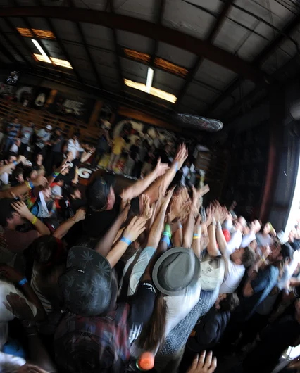 <!--finalspro14-->

After being mobbed by fans, Nyjah threw out his old deck from the top of the roll-in. Look how hungry you all are for some Nyjah!