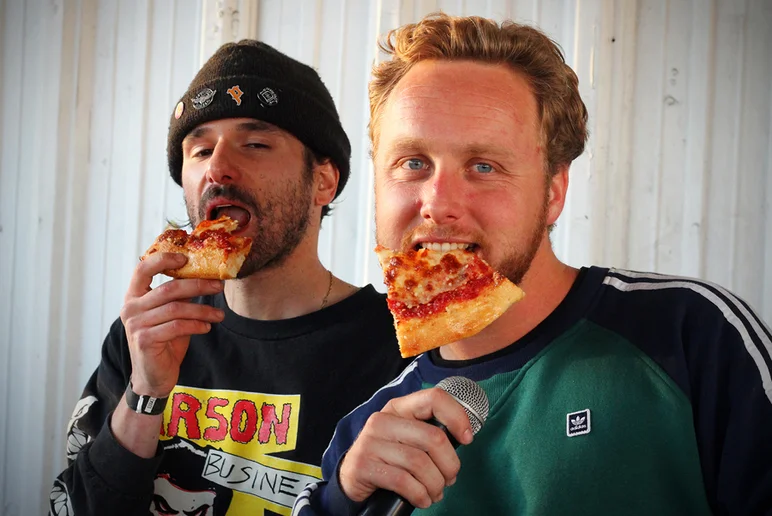 <!--huf001vidpremiere-->
2.Things get weird when FREE pizza shows up. All thanks to HUF!