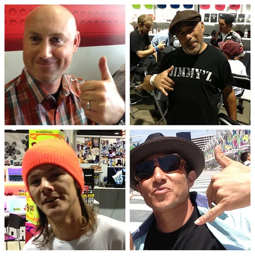 <!-- agenda2013 -->

More mugshots clockwise: R.P. Bess - World Industries / Steve Caballero - Powell / Geoff Rowley - Vans / Christian Hosoi - Jesus Christ