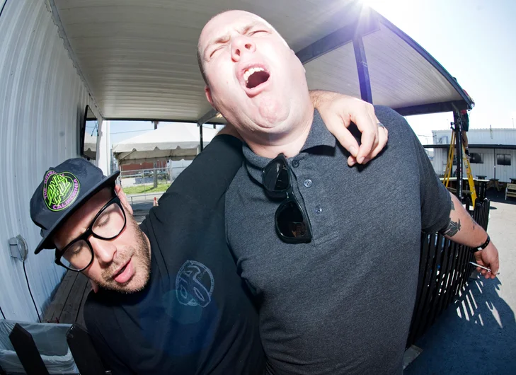 <!--am15-thursday-->

Announcer Andrew Cannon and Auxiliary Channel Director Ira Ingram are beat from a long day.  Stay tuned for nightlife photos and another fun filled day tomorrow!!  