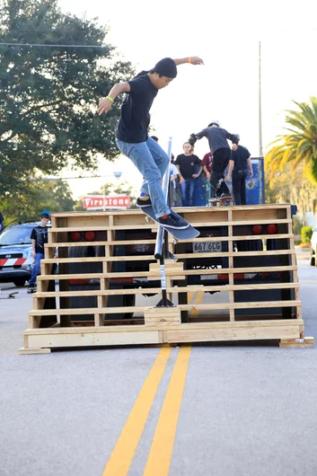 <!--wh15-->

The stairs were sort of janky for the contest, but Julian’s tricks weren’t. Front feeble.