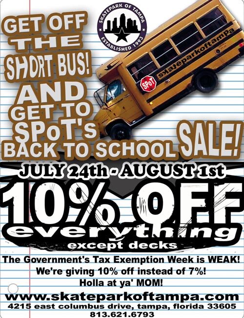 Skateboarding Back To School Sale