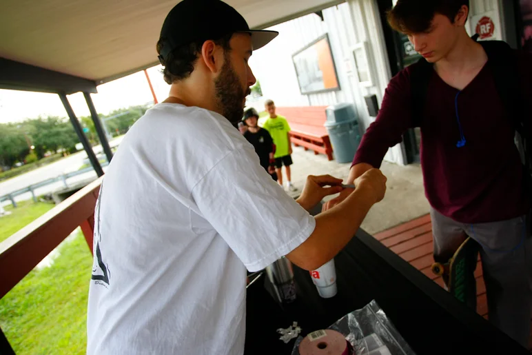 <!--soj17-->

Kirby getting everyone dialed in at registration. You want in? You have to get through Kirby! 