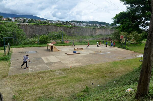 Here is the slab of concrete where the kids have