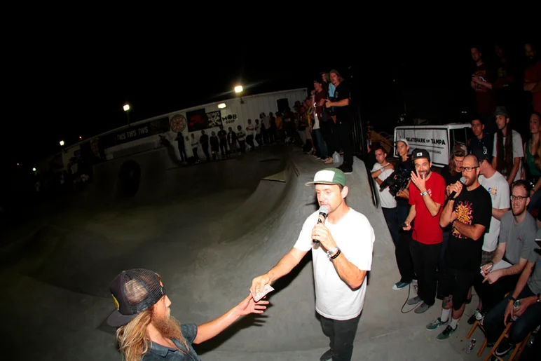 <!--pro15semis-->

Brian and the crew handing out bucks for tricks.