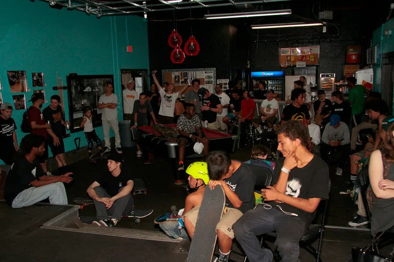 <!--awaydaysphotos-->

Everyone piled into the Snack Bar for the viewing of the Adidas Video.