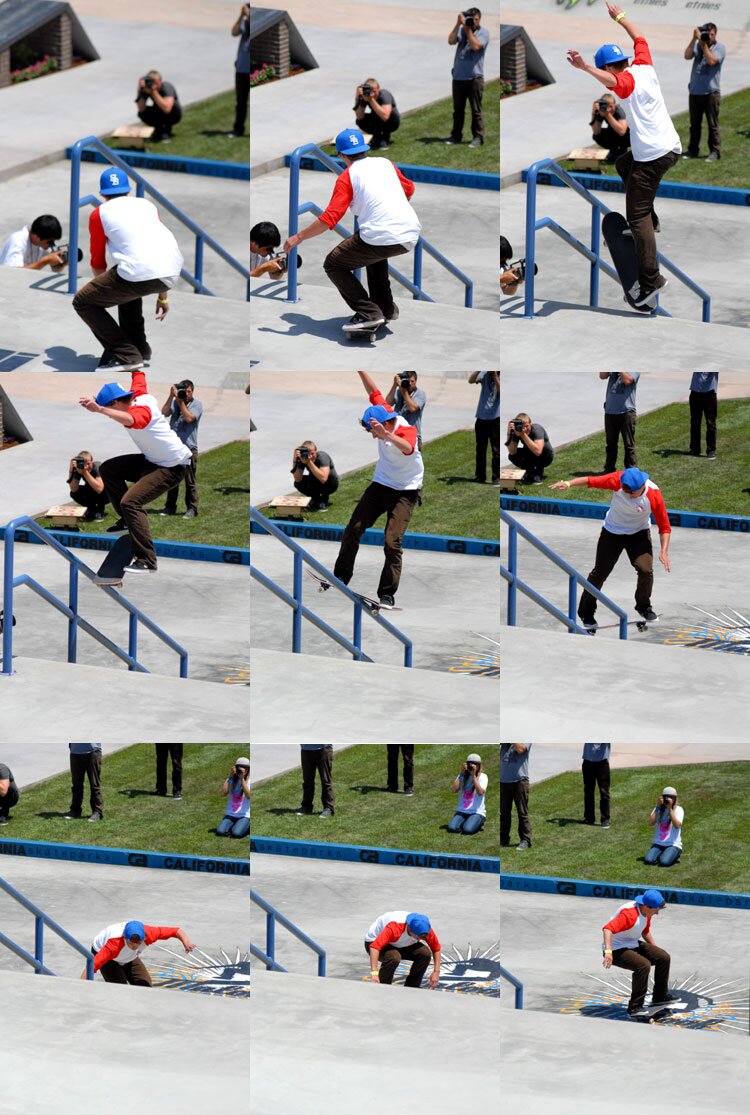 Shane O'Niell - big spin frontside boardslide