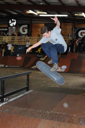 The plain old 360 flip was a popular move over this mellow pyramid.  That’s Brett Weinstein.<!-- Tampa Am 2012 Photos -->