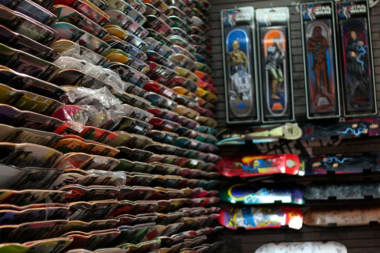 <!--shoptour2015-->

The ever-growing deck wall. There's so many sick boards here, it makes my head spin. Our staff is always on point to help make any decisions you're having trouble with - so just ask.