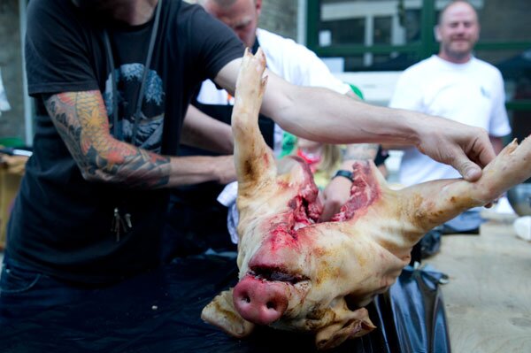 The annual hacking of the swine is now going down