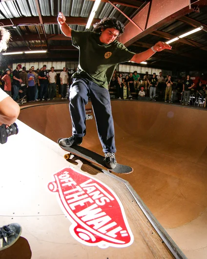 Ichi Yamada of Clockwork Skateshop puts his eyes on the prize with this Front Smith into the Hip

<!--clashofthecrews23-->