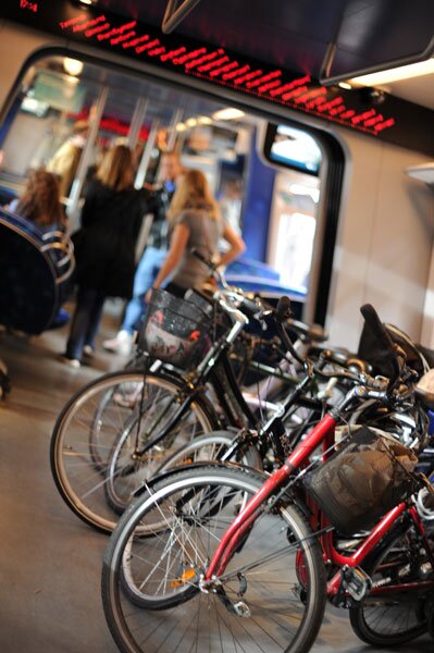 Even the trains are packed with bikes.  Take note