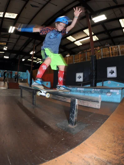 <!--soj16-->

Nash Barfield slid his way into first place in the 8-and-under division with moves like this boardslide across the bank to bank.