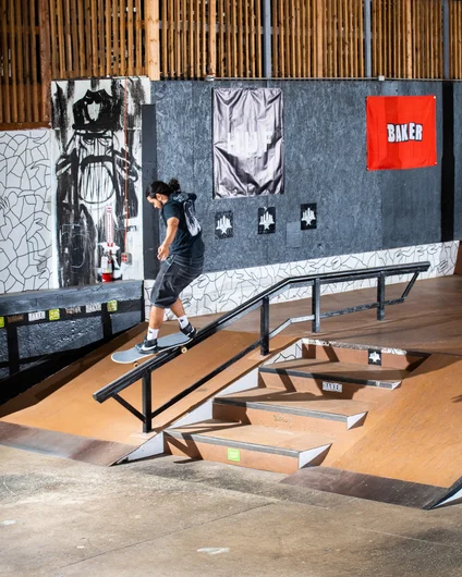 Jake Malick bringing malice to the rail with a structured front feeble.

<!--harvestjam2022-->