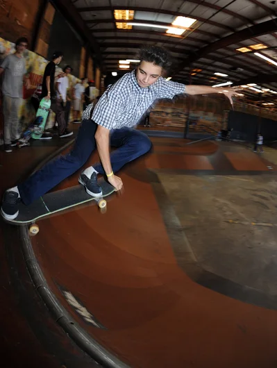 <!--bts14-->

SPoT team rider Alejandro Burnell slashed frontside crailslides through the corner pocket and bashed off the walls into second place in the sponsored finals. Congrats buddy, you killed it.











