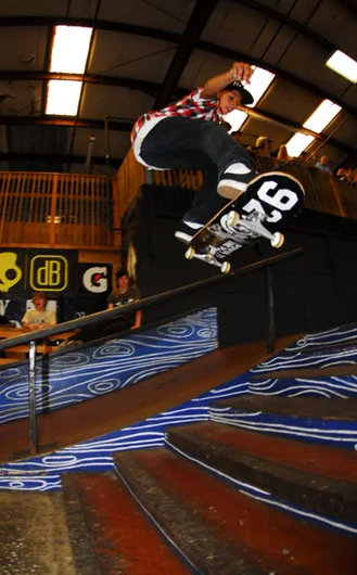 <!--btsbtbt2018-->

This dude Tyson Peterson is going to grow up and be good.  After this backside 180, he did a perfect backside 360 and 360 flip down the stairs.<!-- Harvest Jam All Ages Contest and All Ages Awards -->