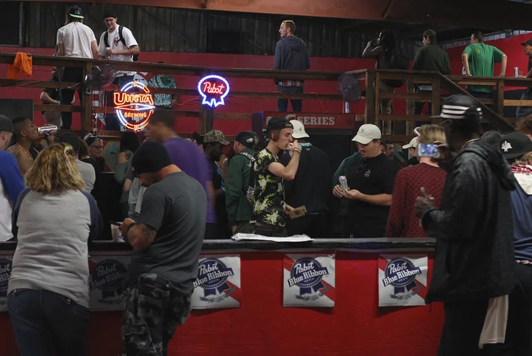 <!--pro17-frinight-->

The beers were flowing like water, thanks to our sponsors. I spy Ishod tipping a PBR...