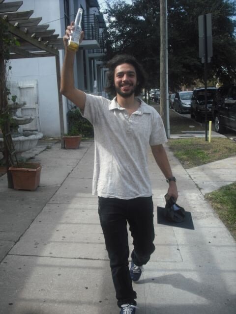 Right after the ceremony, Jorge hit the booze