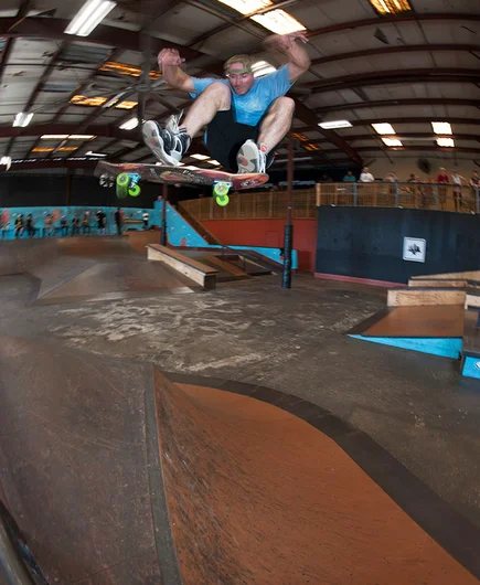 <!--hj16photos-->

Per your request, we had a 30-and-up division, and it was epic. This is John Behm and he rips! John just happened to be in Orlando on a job (he’s from Massillon, Ohio), and decided to drive over for the contest. He blasted this frontside kickflip over the hip and took first place. Check out those high tops! Oh, and I want in on the next one since I’m 30 now…