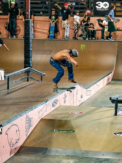 Sergio with a picture perfect Kickflip Back Tail

<!--harvestjam2023-->