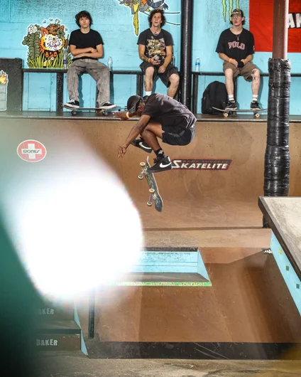 Darrell again with a Heelflip while someone walks in front of the camera

<!--schoolsoutjam24-->