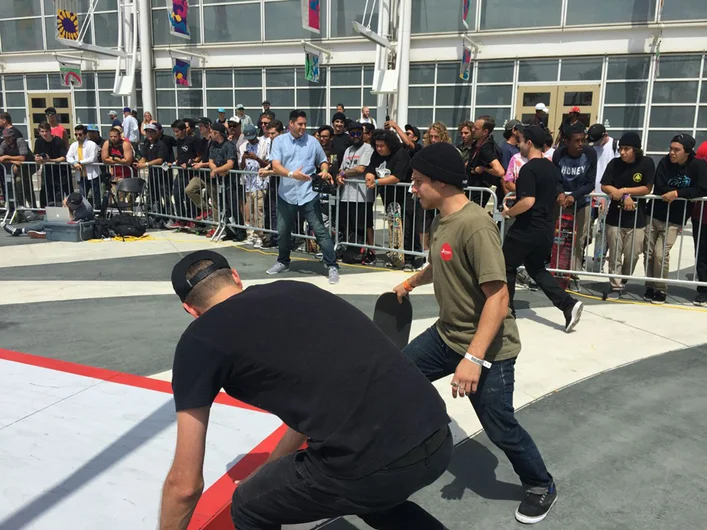 <!--agenda15-->

Snap The Gap about to begin…Merlino helps shorten it a bit, for the switch back three kickflip.