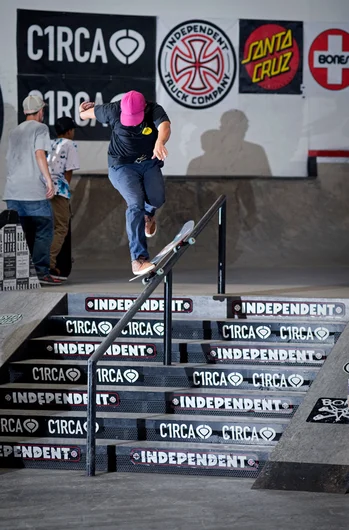 <!--cm153-->

Franky Villani put down a plethora of No-Comply into maneuvers getting him 1st in Independent’s Best Trick.  Here’s an attempted still of the No-Comply Hurricane.