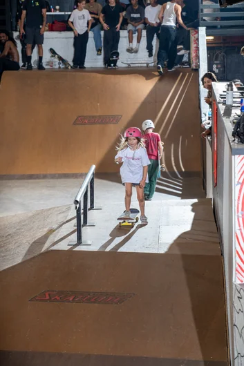 It's the return of Brooke McIntosh. Every time Brook shows up she skates the course back and forth with a smile on her face followed by a run ending cartwheel. Thanks for bringing the good vibes Brooke!

<!--harvestjam2022-->