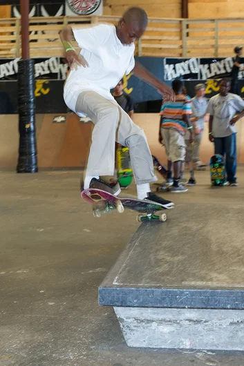 Tevionne Baker is coming out of a 50-50 but one day real soon he'll have the 5-0 like this on lock.<!-- Go Skateboarding Day 2013 With Kayo -->