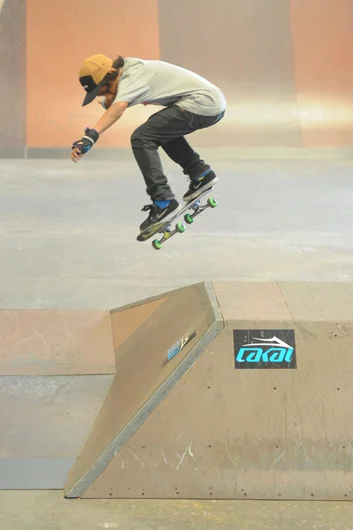 Ali's diving into the steep back with a backside ollie over the hip.<!-- Spring Roll 2013 and a Bradenton Session Presented by Lakai -->