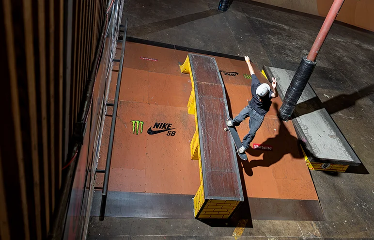 <!--am17friday-->

Douglas Junior gaps into a not so junior sized Smith Grind.