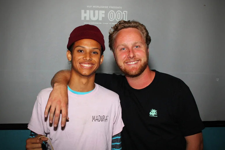 <!--huf001vidpremiere-->

12.Congratulations to Rio Batan, who destroyed the Best Trick Contest with crazy moves like that Gap Noseblunt and the insane Gap Kickflip 5-0 he did! Wow Rio... you are a madman.