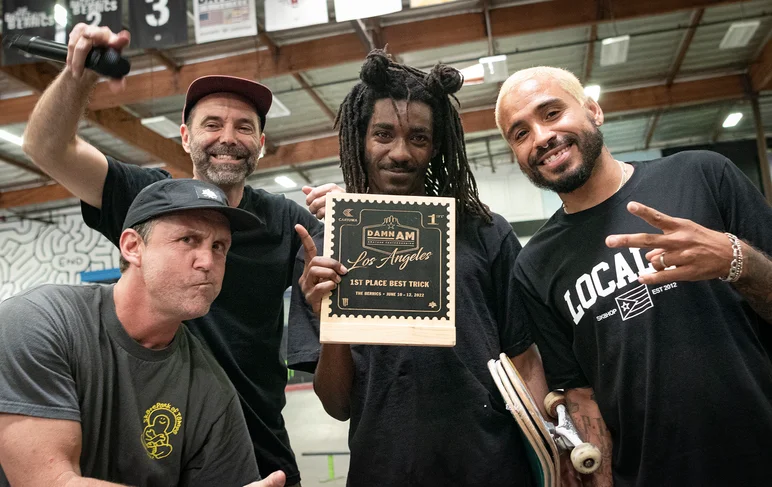 The people had spoken: Jonathan Henderson made himself a 1,000 bucks richer
taking first in Best Trick brought to you by Scandal. Dig into the depths of SPOT
website for more Damn Am Coverage coming soon!

<!--damnamla22qualifiers-->