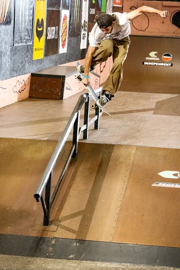 Jake Yankout of a Boardslide into the bank
<!--tampaamsunday2023-->