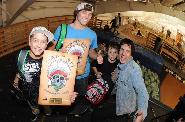 The Vert winners with DJ Wade photo bombing.<!-- Damn Am Woodward 2012 -->