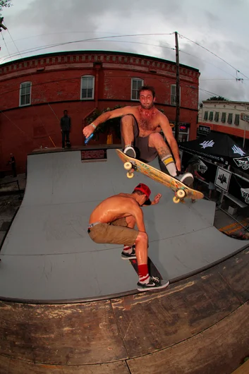 <!--bricks5year-->
Billy Fortier doing doubles with Steven McKaig.