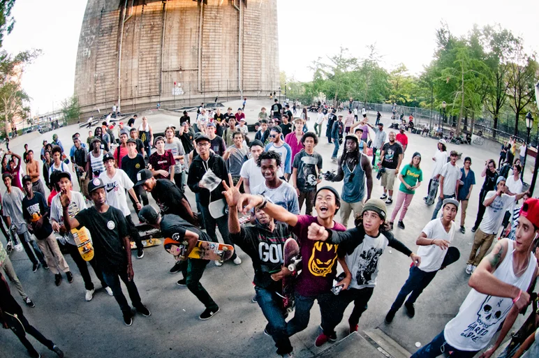 <!--nyc14day3-->

...and it wouldn't be a contest without the product toss.  Thanks to everyone who helped us make our first NYC a success, and especially to our sponsors: Nike SB, Independent Trucks, and Zumiez.  Can't wait for next year!