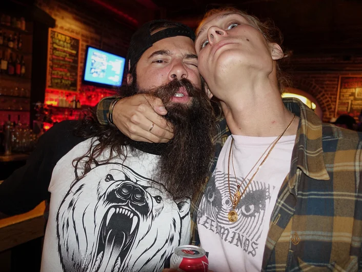 <!--am16frinight-->

Two of the greatest dudes: Conrad is everyone's best friend (if you're over 21) this weekend - he hands out the free PBR at Tampa Am. Eric McKenney is in charge of contest registration all weekend.