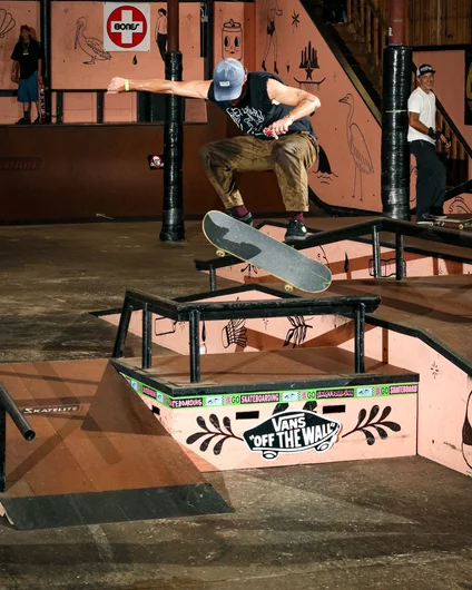 The masked Matthew McCauley takes us over to the bump to bar with a first T tre flip for CASH $$

<!--goskateboardingday2023-->
