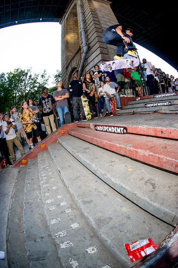 <!--danycsat-->

Antonio proceeded to destroy this thing with an ollie backside flip. If you ever stand at the top of this thing you might pee a little at even the idea of trying this.